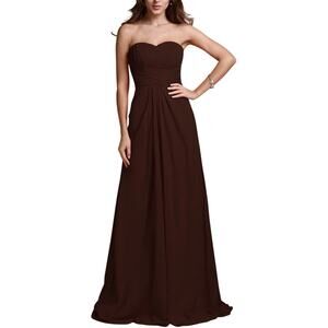 Monique Lhuillier Chiffon Strapless Long A-Line Evening Gown Brown Size 10 Dress